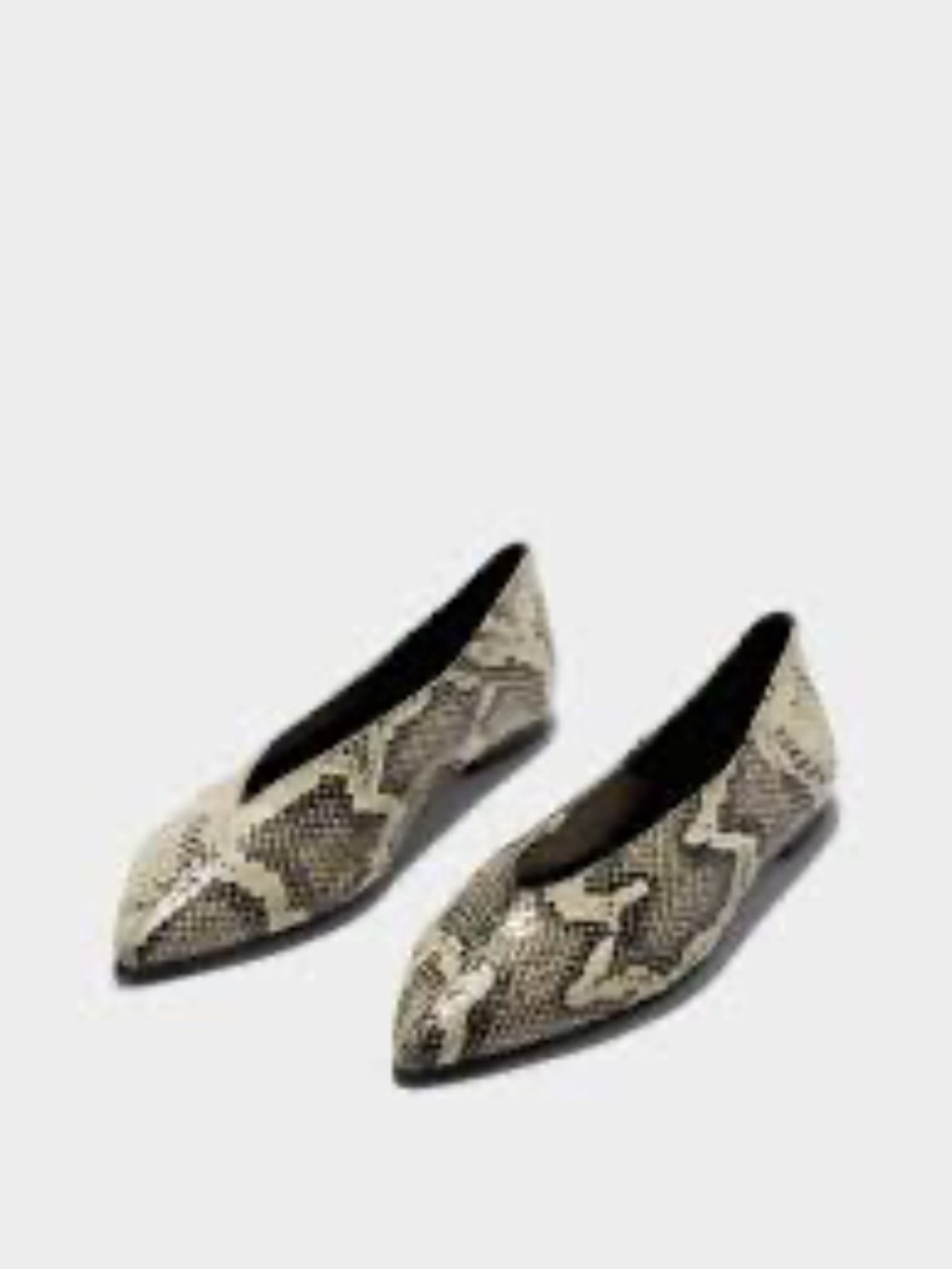 Aeyde Women's Pointed Toe Flats, White Snakeskin, EU 39.5 - Picture 4 of 6